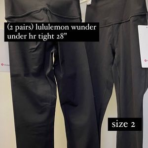 TWO PAIRS Wunder Under Lululemon Leggings in Black